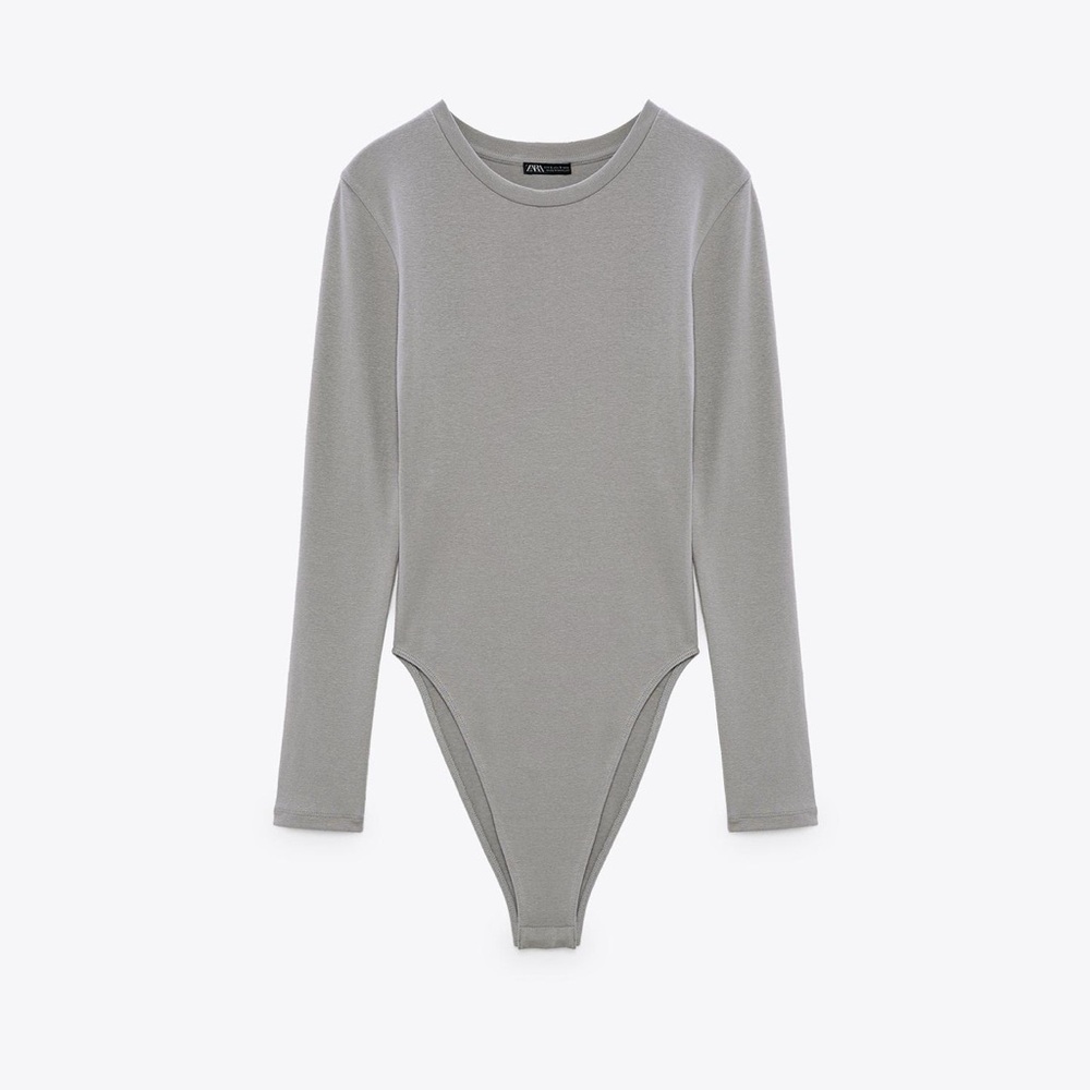 Zara Gray Long Sleeve Bodysuit